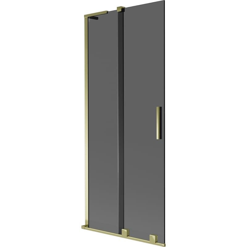 Mexen Velar L panou de duș pentru cadă cu 2 uși glisante 85 x 150 cm, grafit, auriu - 896-085-003-41-50