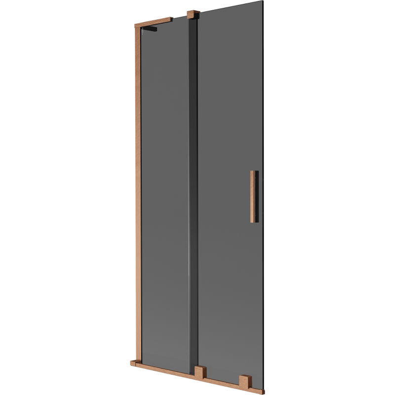 Mexen Velar L paravan de cadă cu 2 canaturi glisante 85 x 150 cm, grafit, cupru periat - 896-085-003-41-65