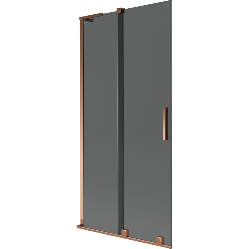 Mexen Velar L paravan cadă de baie cu 2 uși glisante 90 x 150 cm, grafit, aur roz - 896-090-003-41-60