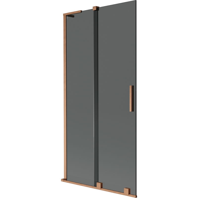 Paravan cadă Mexen Velar L cu 2 canaturi glisante 90 x 150 cm, grafit, cupru periat - 896-090-003-41-65