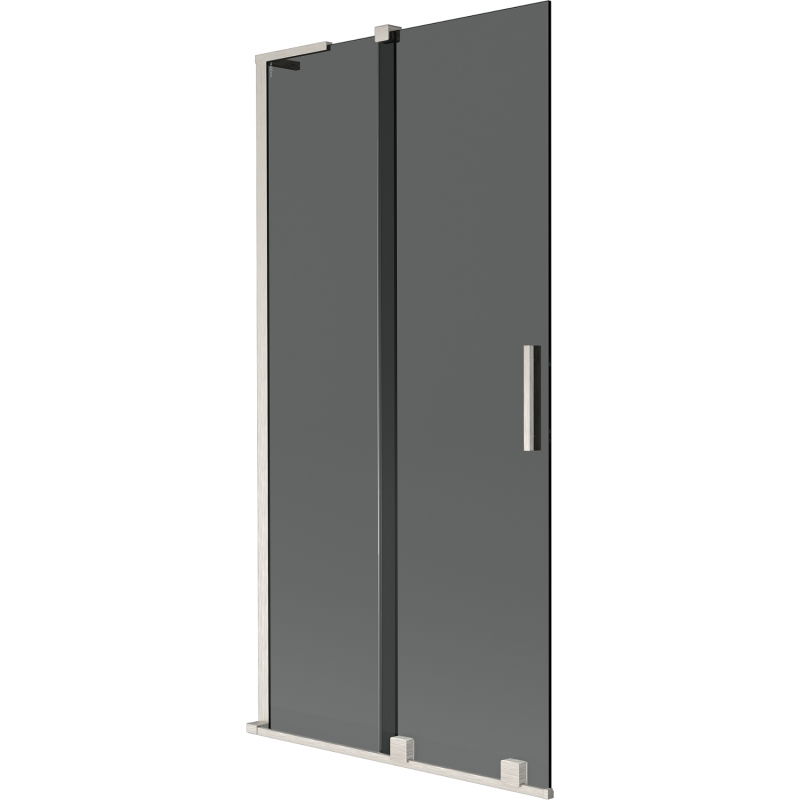 Mexen Velar L 2-szárnyas tolható fürdőkádparaván 95 x 150 cm, grafit, csiszolt nikkel - 896-095-003-41-97