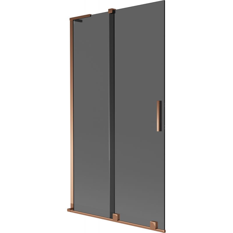 Mexen Velar L paravan pentru cadă de baie cu 2 uși glisante 100 x 150 cm, grafit, aur roz - 896-100-003-41-60