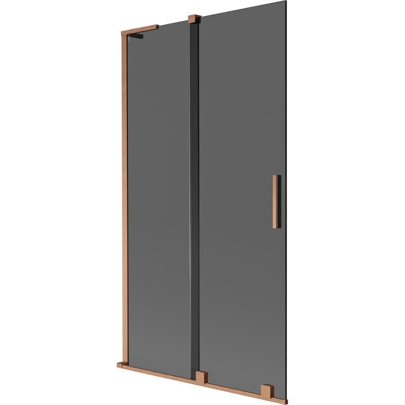 Mexen Velar L 2-szárnyú toló kádparaván 100 x 150 cm, grafit, kefélt réz - 896-100-003-41-65