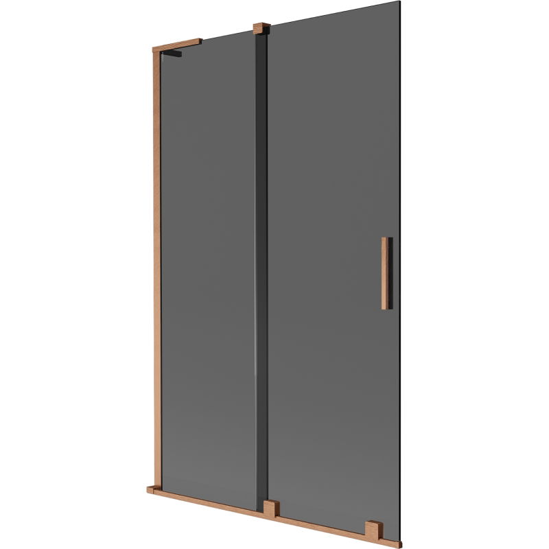 Mexen Velar L paravan cadă 2-canate glisant 110 x 150 cm, grafit, cupru periat - 896-110-003-41-65