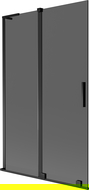 Mexen Velar L paravan cadă cu 2 canaturi glisante 110 x 150 cm, grafit, negru - 896-110-003-41-70
