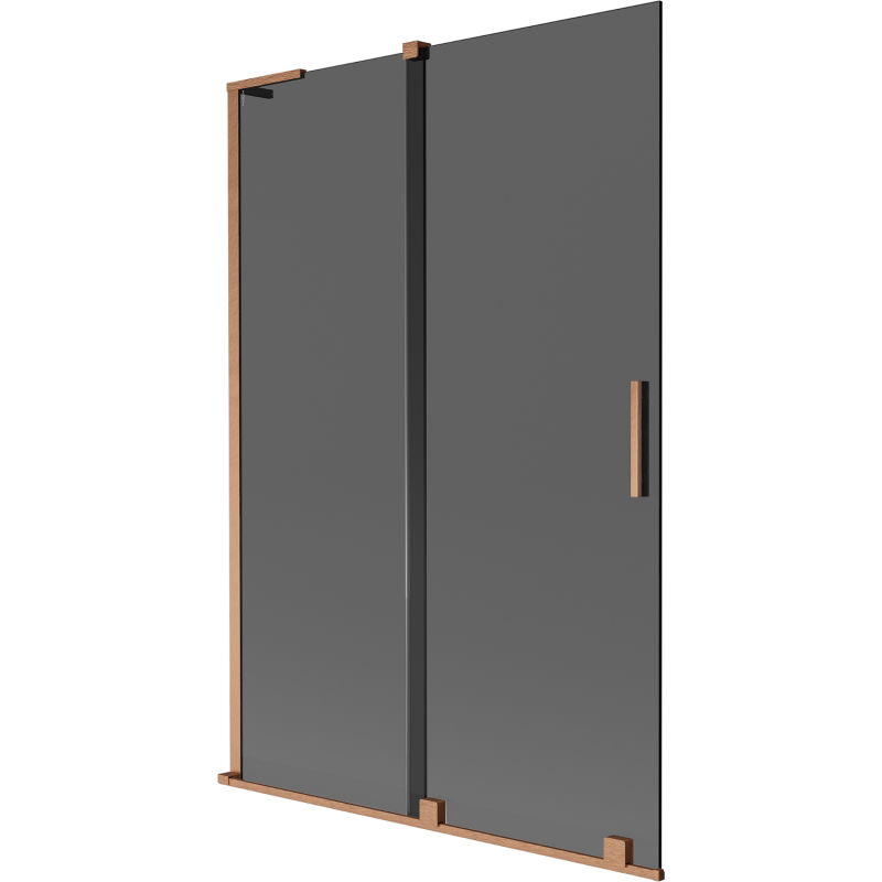Mexen Velar L paravan cadă de baie 2-din sticlă glisantă 120 x 150 cm, grafit, cupru periat - 896-120-003-41-65