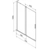 Mexen Velar L paravan de cadă cu 2 panouri glisante 75 x 150 cm, mat, crom - 896-075-003-31-01
