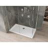 Mexen Omega tolóajtós zuhanykabin 140 x 70 cm, Átlátszó, Króm + zuhanytálca Flat - 825-140-070-01-00-4010