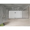 Mexen Omega cabină de duș glisantă 140 x 80 cm, transparentă, crom + cădiță Flat - 825-140-080-01-00-4010