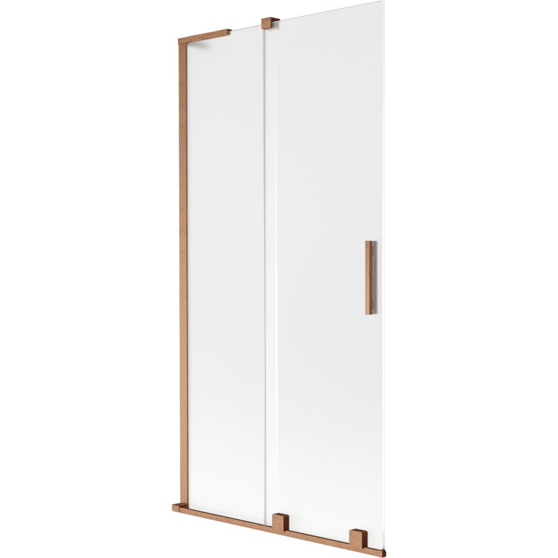 Mexen Velar L kádparaván 2-szárnyú toló 90 x 150 cm, zúzott üveg, csiszolt réz - 896-090-003-31-65