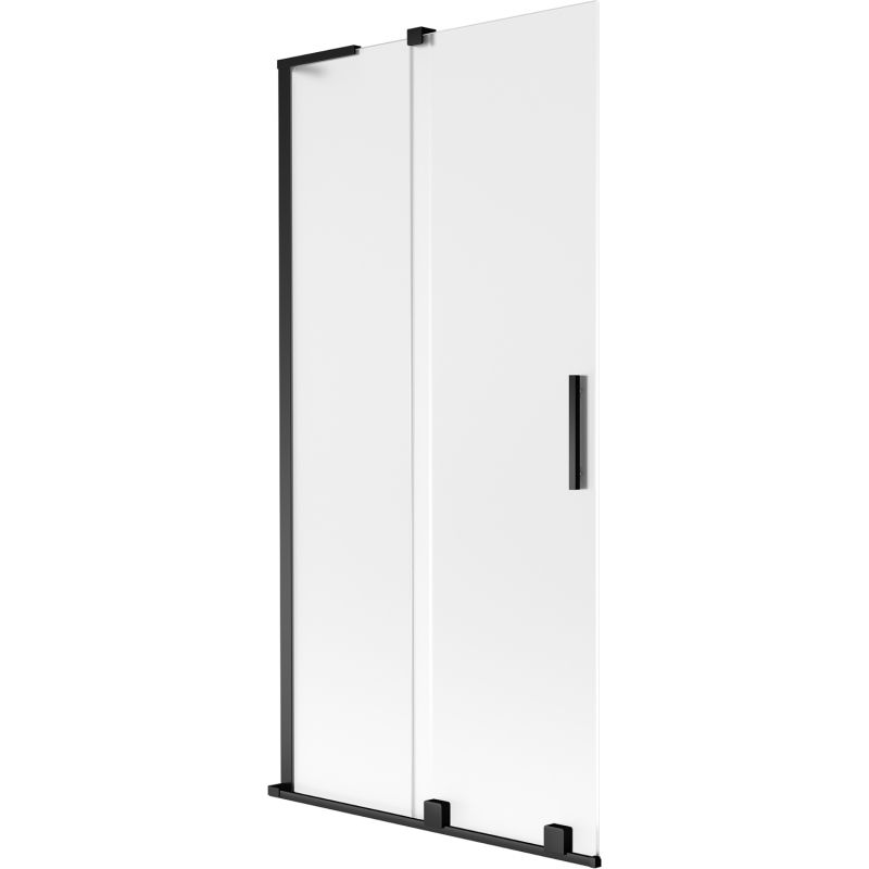 Mexen Velar L paravan de cadă cu 2 canaturi glisant, 90 x 150 cm, înghețat, negru - 896-090-003-31-70