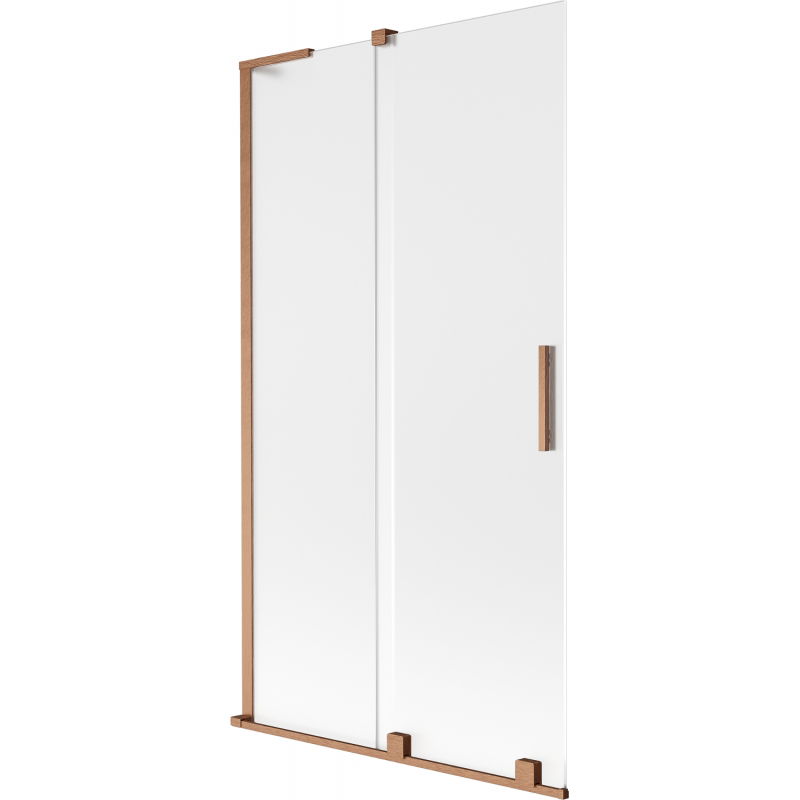 Mexen Velar L paravan cadă de baie cu 2 uși glisante 100 x 150 cm, geam mat, cupru periat - 896-100-003-31-65