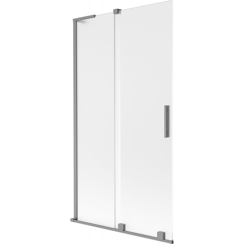 Mexen Velar L paravan cadă de baie 2 aripi glisante 100 x 150 cm, chiciură, gun metal - 896-100-003-31-95