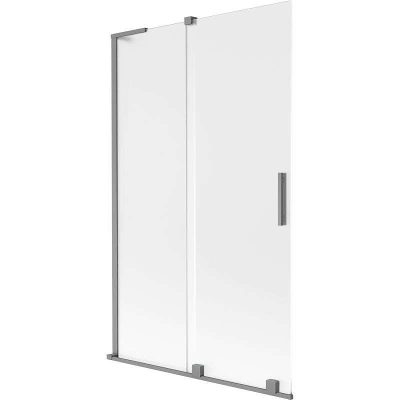 Mexen Velar L kétszárnyú toló fürdő mintázott kádparaván 110 x 150 cm, matt, gun metal - 896-110-003-31-95