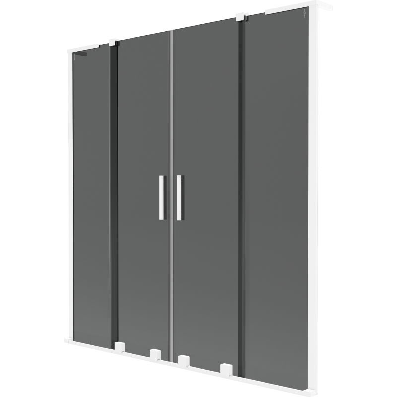 Mexen Velar L Duo paravan pentru cadă 2-braț retractabil 150 x 150 cm, grafit, alb - 896-150-003-42-20