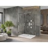 Mexen Omega 140 x 100 cm-es, átlátszó, króm tolóajtós zuhanykabin + Flat zuhanytálca - 825-140-100-01-00-4010