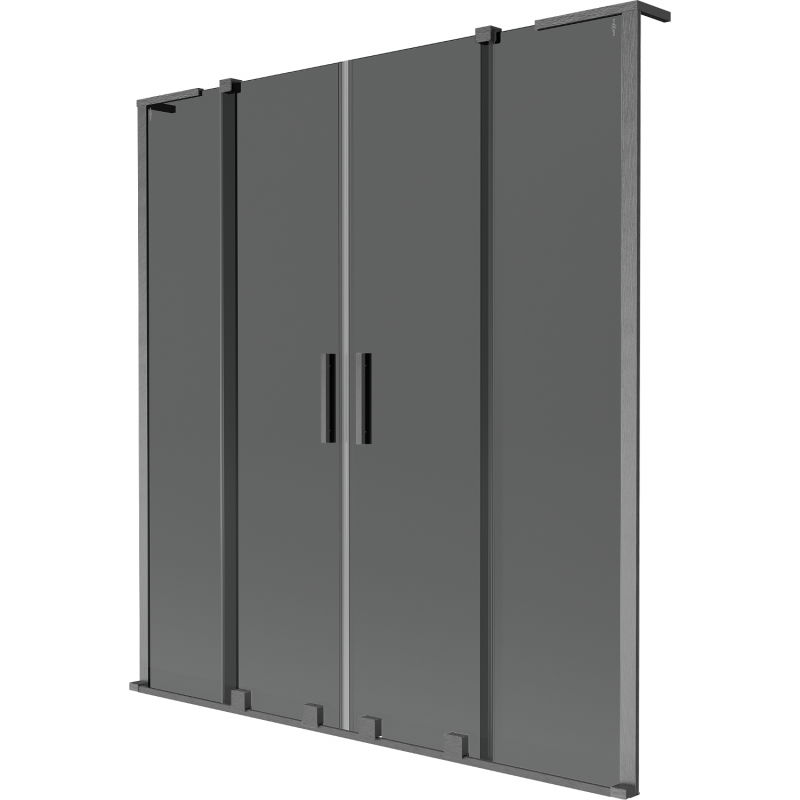 Mexen Velar L Duo paravan pentru cadă cu 2 aripi glisante 150 x 150 cm, grafit, gri armat periat - 896-150-003-42-66