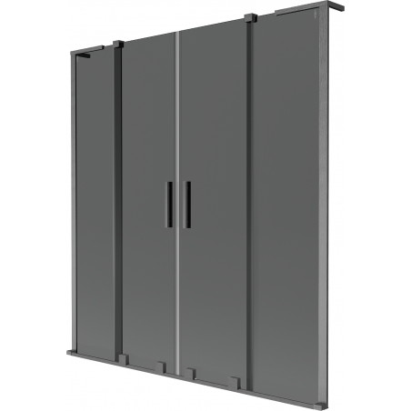 Mexen Velar L Duo 2-szárnyú, tolható fürdőkád paraván 150 x 150 cm, grafit, kefe szürke - 896-150-003-42-66