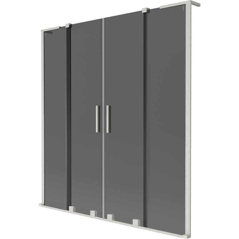 Mexen Velar L Duo 2-szárnyas toló fürdőkád paraván 150 x 150 cm, grafit, csiszolt nikkel - 896-150-003-42-97