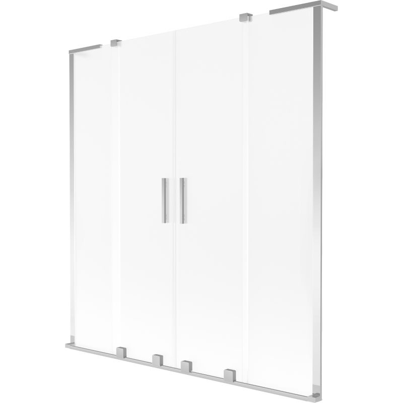 Mexen Velar L Duo fürdőkád paraván, 2-részes toló, 150 x 150 cm, opál, króm - 896-150-003-32-01