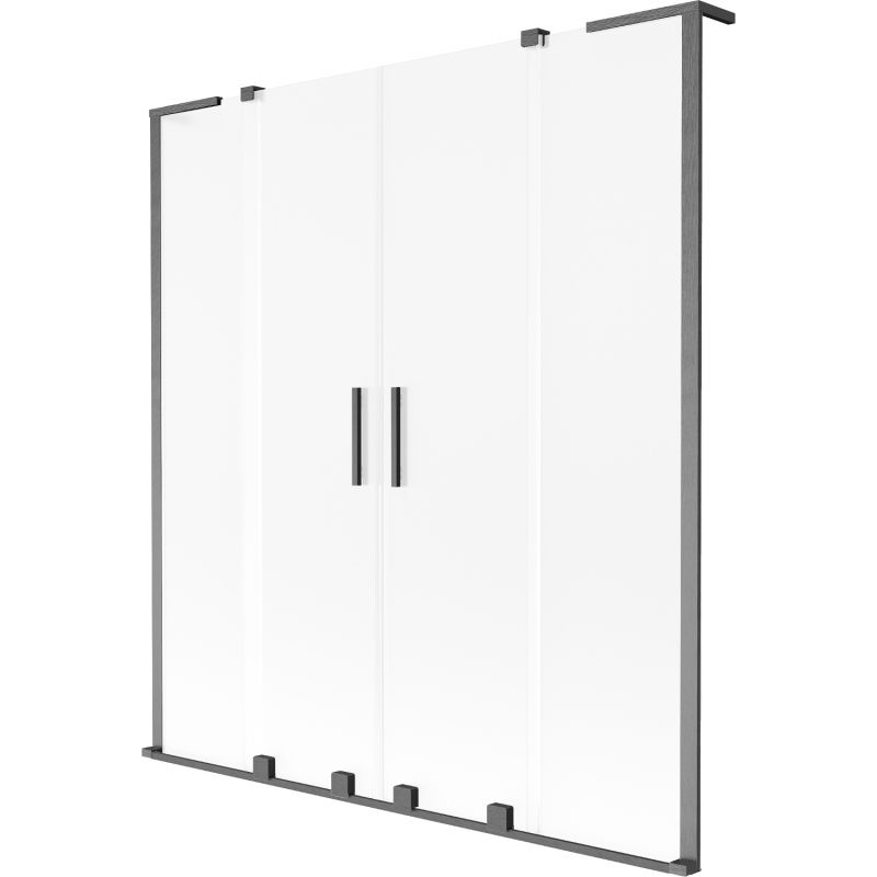 Mexen Velar L Duo paravan de baie cu 2 aripi, glisant, 150 x 150 cm, înghețat, gun gray periat - 896-150-003-32-66