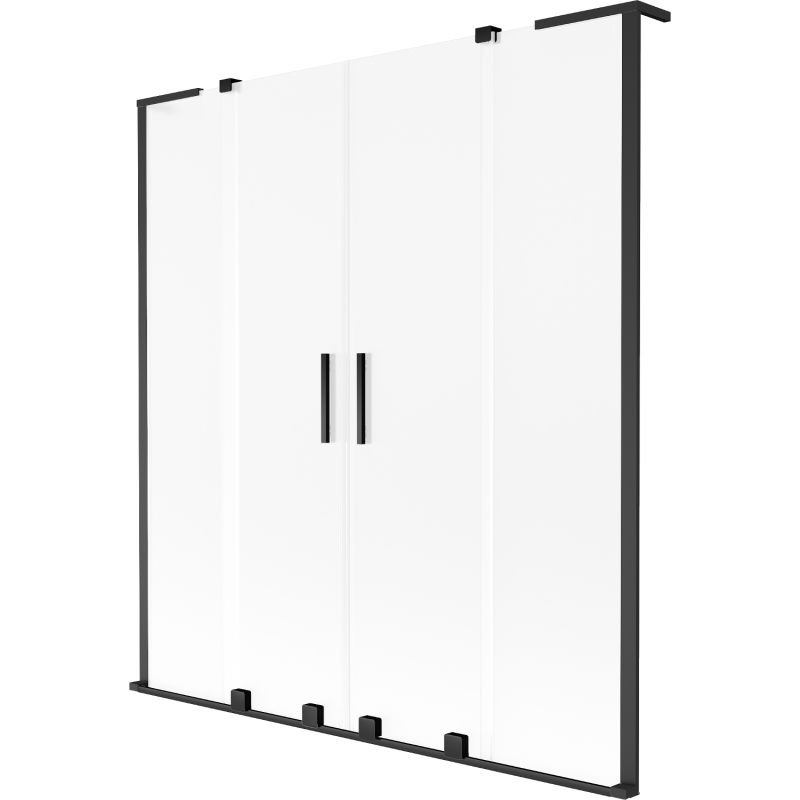 Mexen Velar L Duo paravan de cadă cu 2 aripi glisante 150 x 150 cm, mat, negru - 896-150-003-32-70