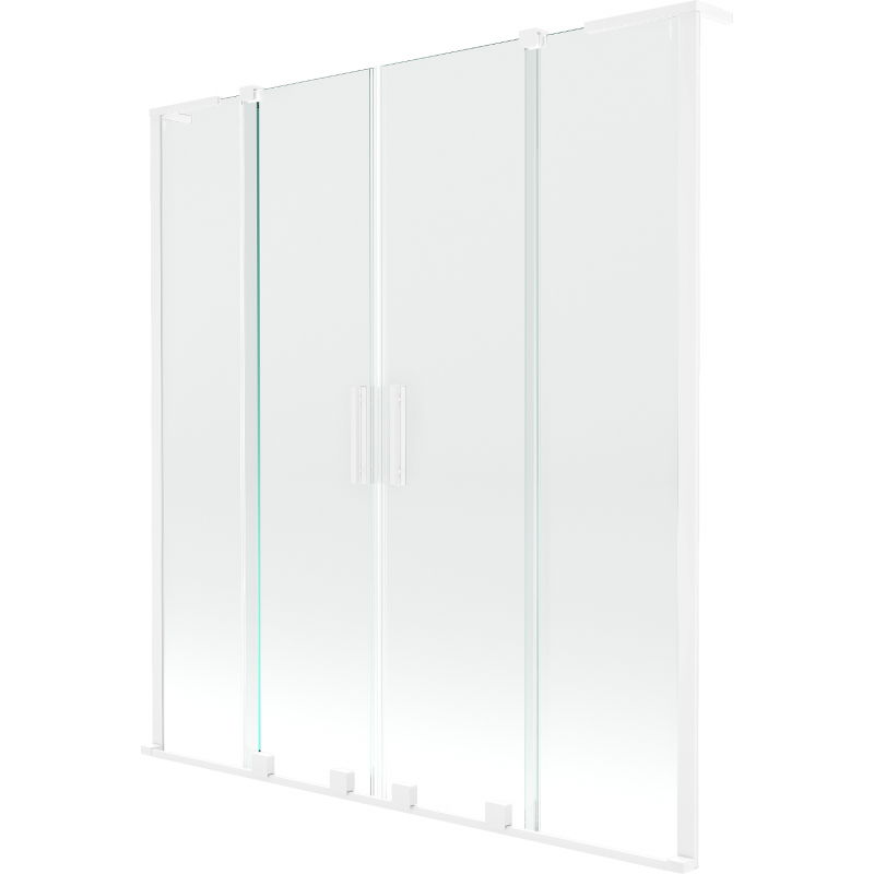 Mexen Velar L Duo paravan de cadă, 2 canaturi glisante 150 x 150 cm, transparent, alb - 896-150-003-02-20