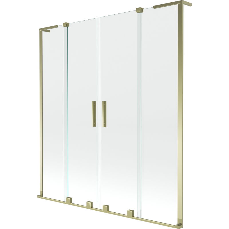 Paravan cadă Mexen Velar L Duo cu 2 uși glisante 150 x 150 cm, transparent, auriu - 896-150-003-02-50