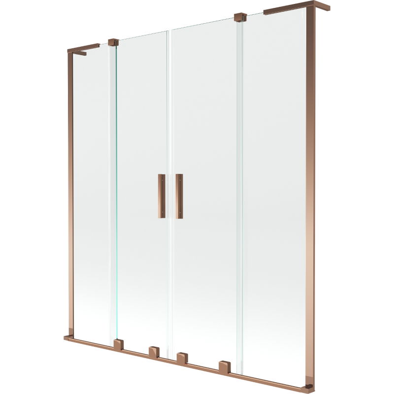 Mexen Velar L Duo kádparaván 2 szárnyas toló 150 x 150 cm, áttetsző, rózsaarany - 896-150-003-02-60