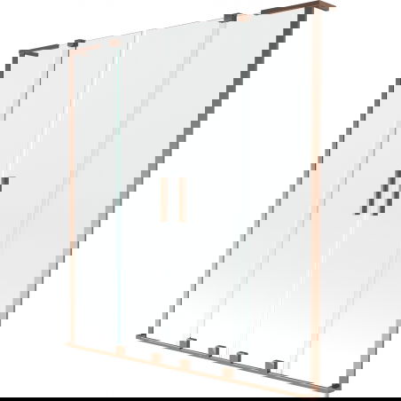 Mexen Velar L Duo kádparaván 2 szárnyas toló 150 x 150 cm, áttetsző, rózsaarany - 896-150-003-02-60