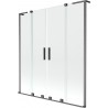 Mexen Velar L Perete despartitor de cadă cu două panouri glisante 150 x 150 cm, transparent, gri armă periat