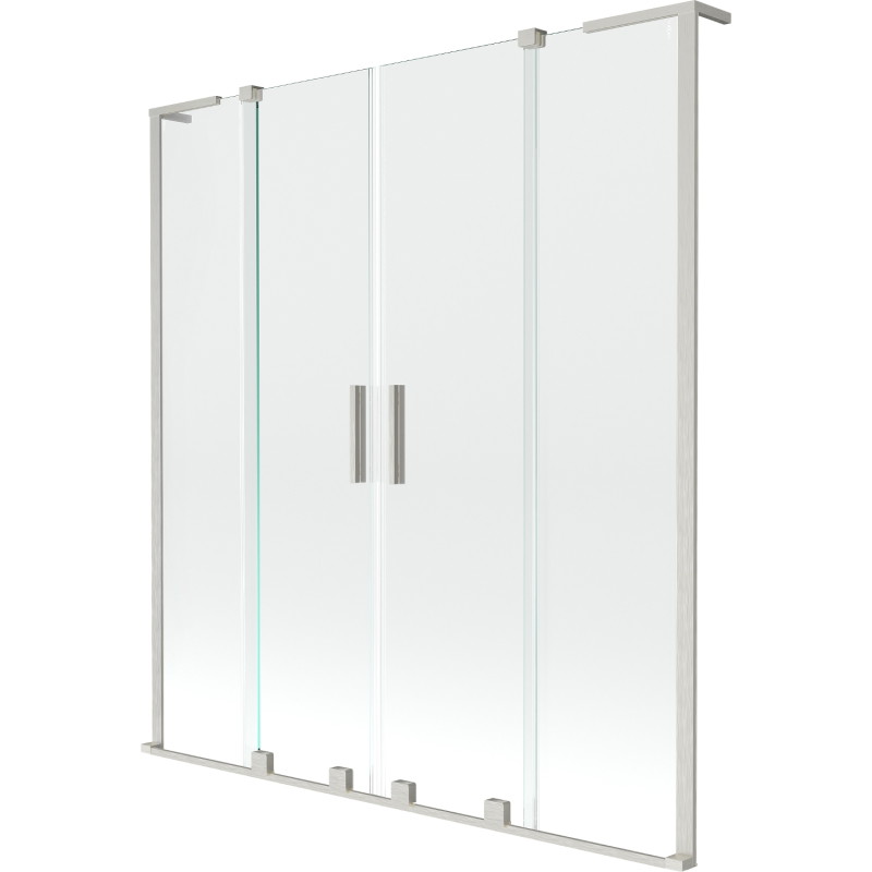 Mexen Velar L Duo paravan pentru cadă, cu 2 uși culisante, 150 x 150 cm, transparent, nichel periat - 896-150-003-02-97