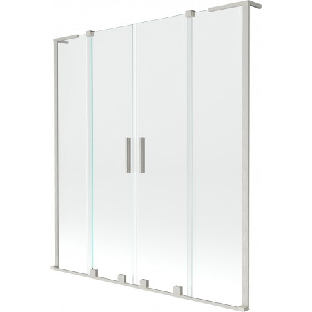 Mexen Velar L Duo kétpaneles, tolóajtós kádparaván 150 x 150 cm, átlátszó, kefélt nikkel - 896-150-003-02-97