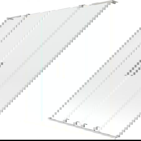 Mexen Velar L Duo kétrészes, 2-szárnyú, 150 x 150 cm-es, átlátszó, szálcsiszolt nikkel felület - 896-150-003-02-97