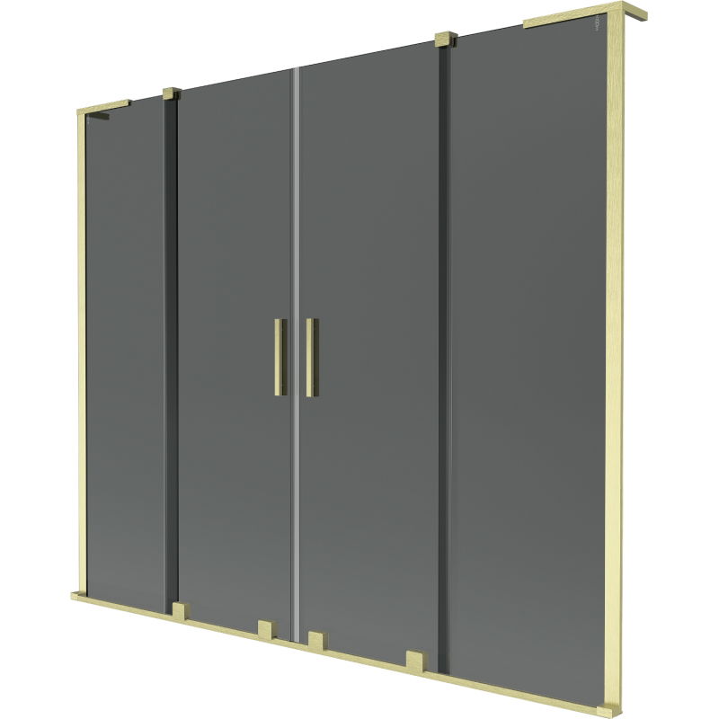 Mexen Velar L Duo paravan de cadă cu 2 uși glisante 180 x 150 cm, grafit, auriu periat - 896-180-003-42-55