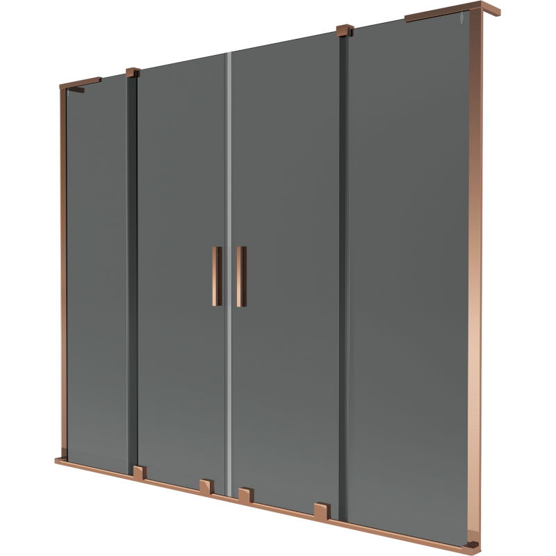 Mexen Velar L Duo kádparaván 2 szárnyas toló 180 x 150 cm, grafit, rózsaarany - 896-180-003-42-60