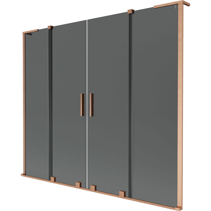 Mexen Velar L Duo paravan cadă, 2 panouri glisante 180 x 150 cm, grafit, cupru periat - 896-180-003-42-65