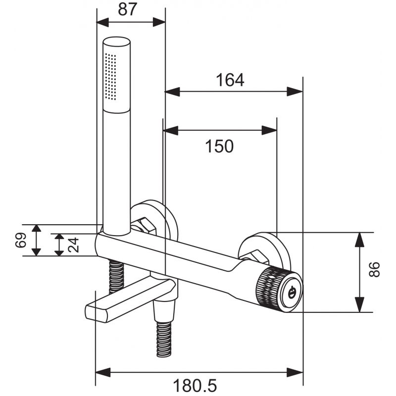 Mexen Diamond baterie de baie cu set de duș, auriu - 71530-50