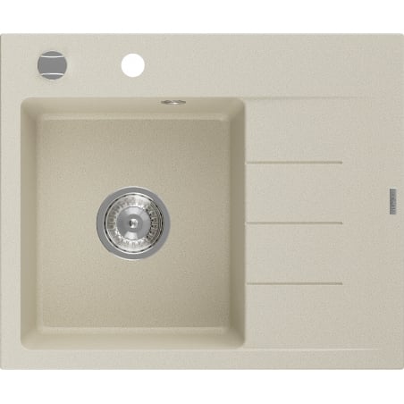 Mexen Ben chiuvetă de granit cu 1 compartiment și scurgător, stânga 600 x 500 mm, bej, sifon crom - 6522605000-69