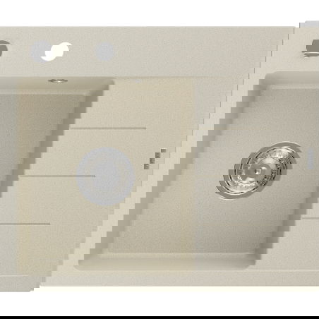 Mexen Ben gránit mosogató 1 rekeszes csepegtetővel, balos 600 x 500 mm, bézs, króm szifon - 6522605000-69