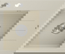 Mexen Ben gránit mosogató 1 rekeszes csepegtetővel, balos 600 x 500 mm, bézs, króm szifon - 6522605000-69