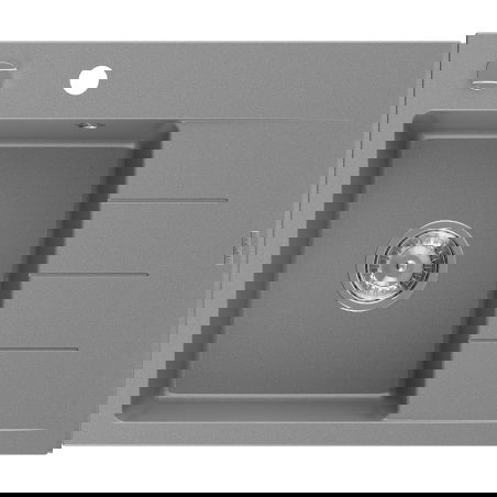 Mexen Ben gránit mosogató 1-medencés csepegtetővel, balos 600 x 500 mm, szürke, krómozott szifon - 6522605000-71