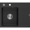 Mexen Ben chiuvetă din granit cu o cuvă și scurgător, stângă 600 x 500 mm, negru/argintiu metalic, sifon crom