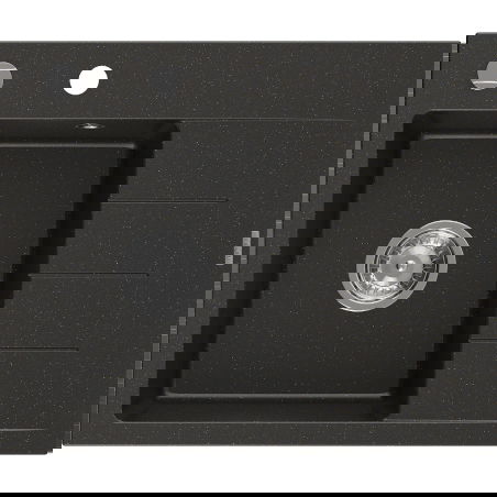 Mexen Ben 1 rekeszes gránit mosogató csepegtetővel, balos, 600 x 500 mm, fekete/arany metál, krómozott szifon