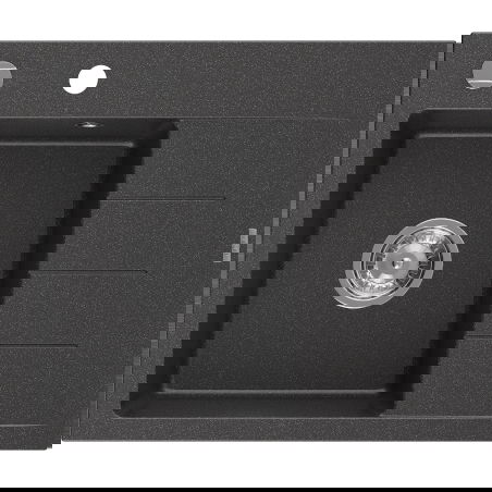 Chiuvetă granit Mexen Ben 1-cupt. cu picurător stânga 600 x 500 mm, negru cu picatele, sifon crom - 6522605000-76