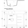 Mexen Ben gránit mosogató 1-medencés csepegtetővel balos 600 x 500 mm, fekete pöttyös, króm szifon - 6522605000-76