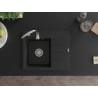 Mexen Ben chiuvetă de granit cu 1 compartiment și scurgător, stânga 600 x 500 mm, negru, sifon cromat - 6522605000-77