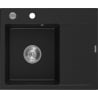 Mexen Ben chiuvetă de granit cu 1 compartiment și scurgător, stânga 600 x 500 mm, negru, sifon cromat - 6522605000-77