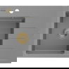 Mexen Ben chiuvetă de granit cu 1 compartiment și scurgător pe stânga 600 x 500 mm, gri, sifon auriu - 6522605000-71-G