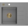Mexen Ben chiuvetă din granit cu 1 compartiment cu scurgere, stânga 600 x 500 mm, gri, sifon auriu - 6522605000-71-G